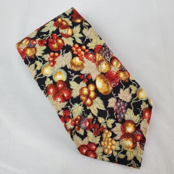 Beans McGee Autumn Fruit Cotton Tie Made in USA - Picture 1 of 5